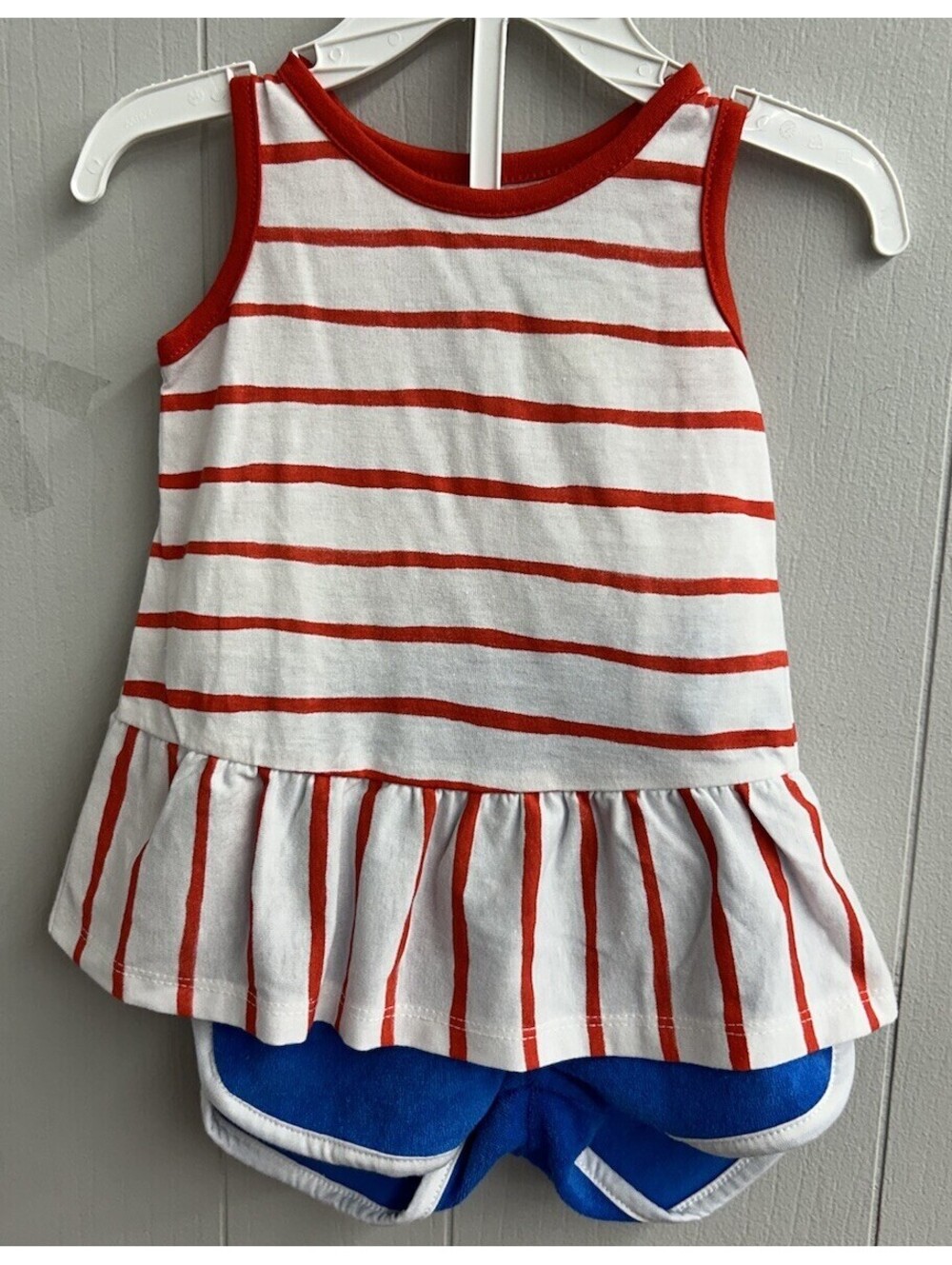 Okie Dokie 2PC Set. Striped Shirt With Terry Cloth Shorts. Size 18months.   NWT.